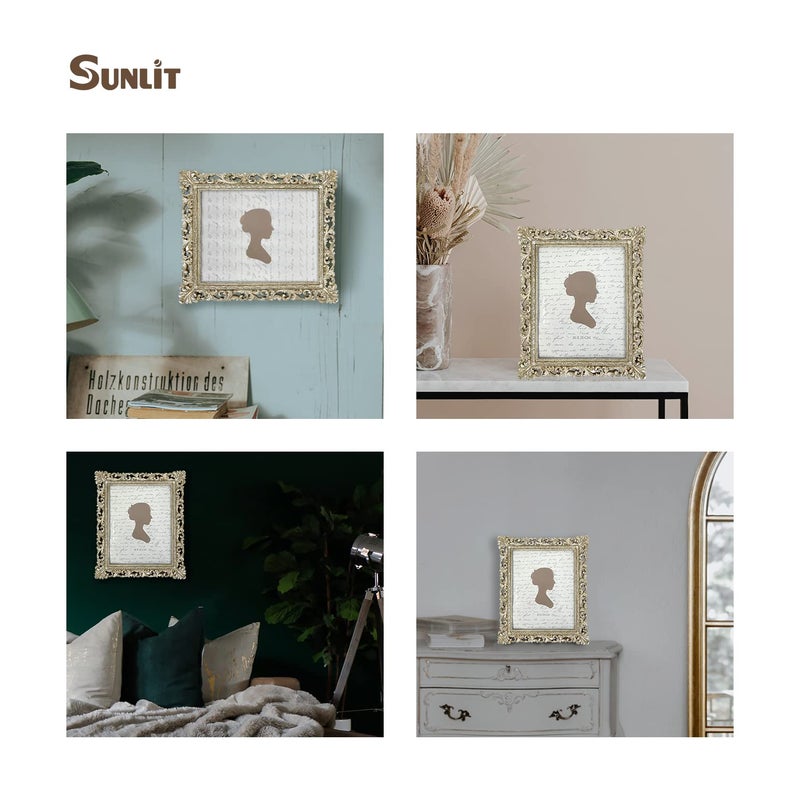 Sunlit Vintage Picture Frame 8x10 Inch, Luxury Antique Photo Frames with Glass Front, Photo Display, Tabletop Wall Hanging, Gift Ideas, Antique Gold Silver - Image 4
